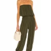 Cheap 🎉 Indah Seychelle Solid Strapless Pleated Jumpsuit In Cactus ✨