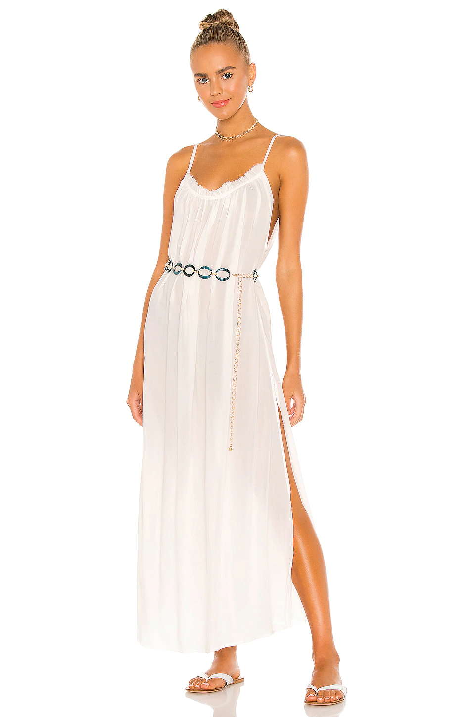 Best deal β¨ Indah Yasmine Solid Gathered Neckline Sundress Maxi In Ivory β¨