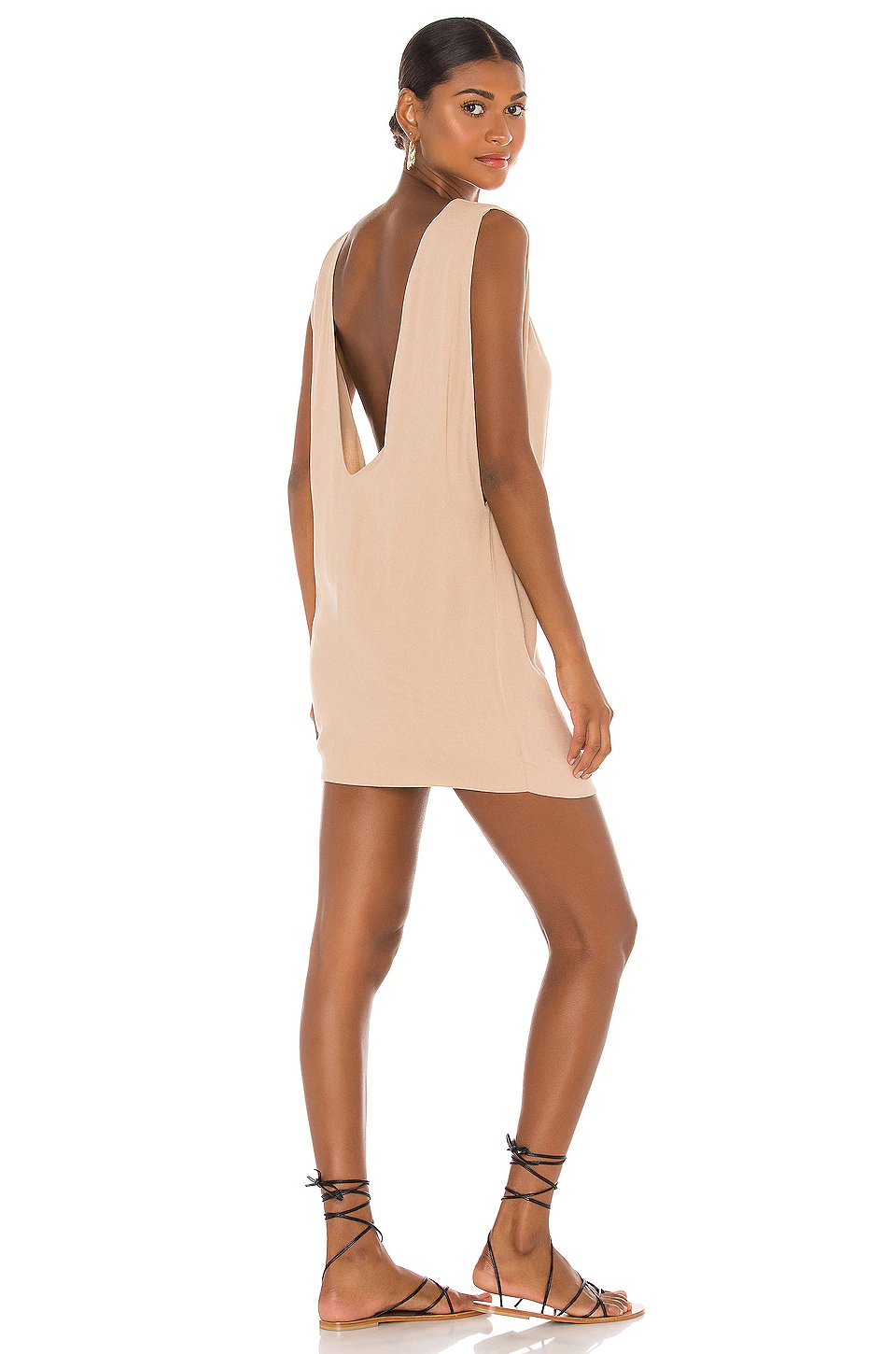 Outlet ๐ฅฐ Indah Pella Plunge Mini ๐ Dress In Nude ๐คฉ