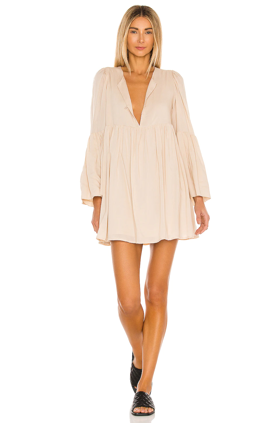 Buy 👍 Indah Minta Solid Seamless Babydoll Mini 👗 Dress In Doe 🎉