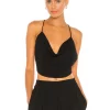 Budget 🔔 Indah Polina Solid 70s Cowl Neck Cami In Black 🧨
