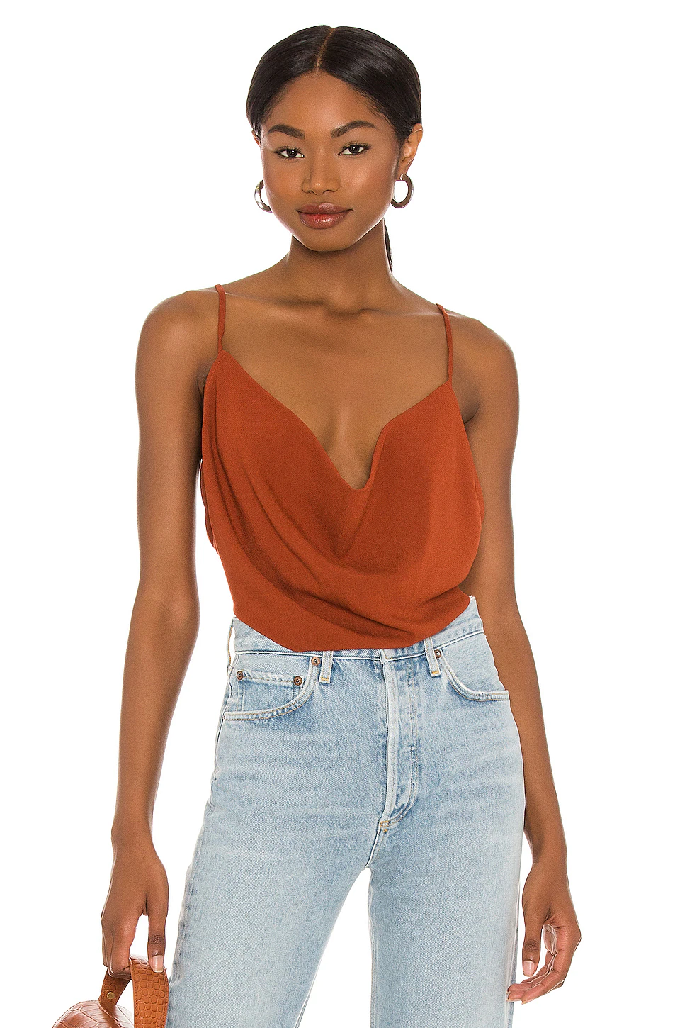 Wholesale 🎁 Indah Polina Solid 70s Cowl Neck Cami In Copper 🔥