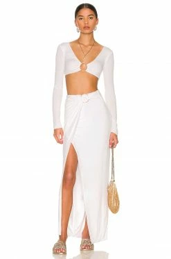 Coupon 🥰 Indah Layla Long Sleeve Top In White 🛒 -Cheap Indah Store INDA WS428 V4