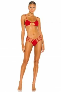 Best reviews of 🧨 Indah Todos Smocked Diamond 👙 Bikini Top In Red ⭐ -Cheap Indah Store INDA WX681 V4