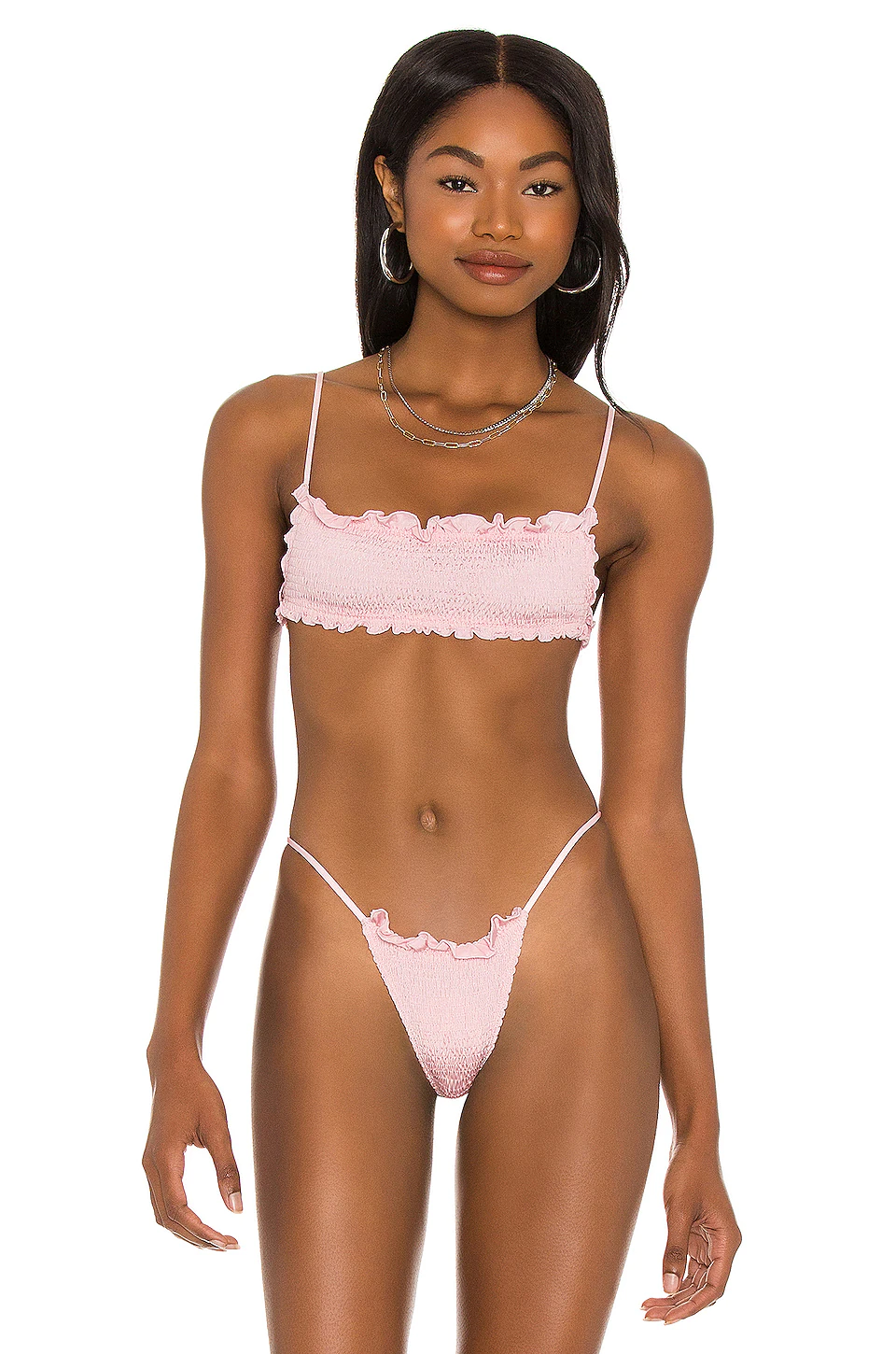 Flash Sale 🛒 Indah Jav Solid Ruched Tube 👙 Bikini Top In Satin 🌟