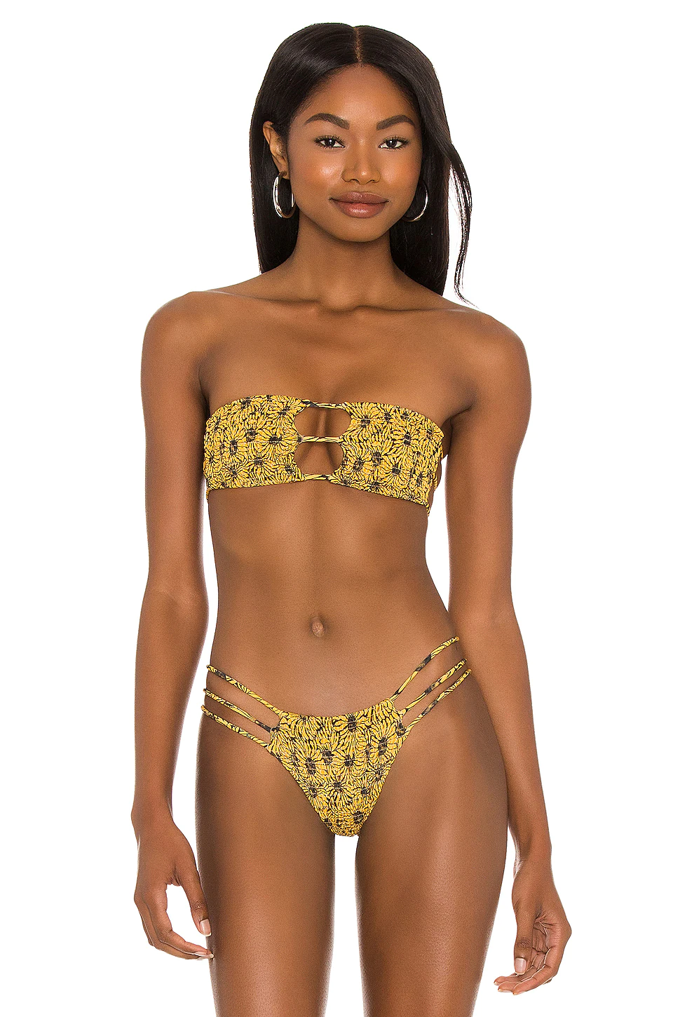 Outlet π Indah Moto Printed Smocked Spaghetti Strap Bandeau π Bikini Top In Sinar π€©
