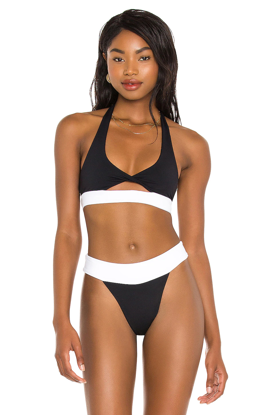 Discount 🌟 Indah Kali Colorblock Twist 👙 Bikini Top In Black Colorblock 💯